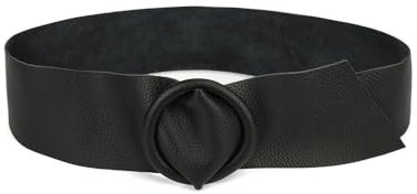 FrasiBags Breiter Damengürtel aus echtem Leder mit Ringschnalle, eleganter Gürtel Damen, hoher Gürtel für Kleidung, Damen-gürtel aus Leder, hergestellt in Italien, Schwarz, Einheitsgröße