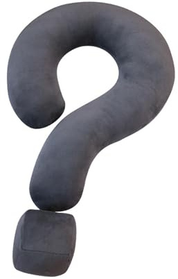 Milageto Gefülltes Wurfkissen, Fragezeichen-Kissen, Kissen, Rückenstütze, Ornament, Sofa-Dekoration für Mädchen, Schlafzimmer, Freund, Geschenk, grau