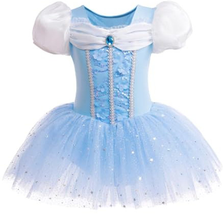 Lito Angels Princess Cinderella Ballerina Costume Ballet Leotard with Tutu Dress for Kids Girls, Fancy Dance Wear Outfit Age 5-6 Years (Tag Number 120)