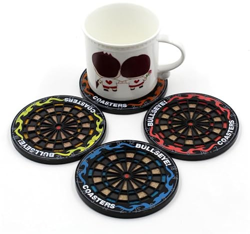 PRETYZOOM rutschfeste Untersetzer 4Er Set Dartscheibe Design Hitzebeständige Tassenmatte Waschbare Cup Mat Für Küche Bar Tischschutz