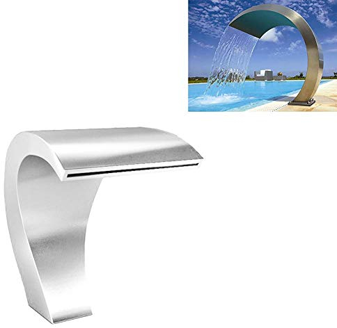 Estanque de jardín, cascada, de acero inoxidable, para exteriores, para piscinas de suelo (350 x 150 mm)