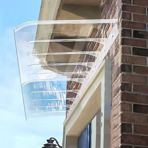 Pavillion Türvordach für draußen Sonnenschutz Regenschutz Beständiger,EingangstürTürdach Überdachung Pultvordach Unsichtbar,Markise Fenster Polycarbonat,EingangstürTürdach (40 x 110 cm,Transparent)