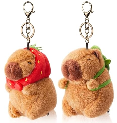 Mezrkuwr 2 Llaveros de Peluche Capybara - Juguetes Realistas, Colgantes para Mochila, Regalo de Cumpleaños