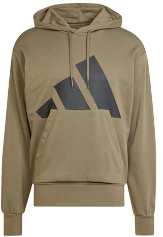 adidas Men's Essentials Big Logo French Terry Hoodie, Olive Strata/Black, M