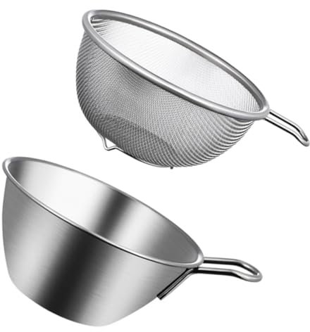 UTHCLO Stainless Steel Mesh Colander Strainer Rice Strainer Fine Mesh Sieve for Washing Rice and Kitchen Colander Use
