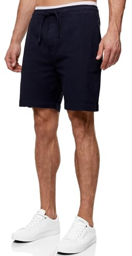 Indicode Herren INMargera Chino Shorts mit Kordelzug und 4 Taschen | Bermuda Sommershorts für Männer Navy, L