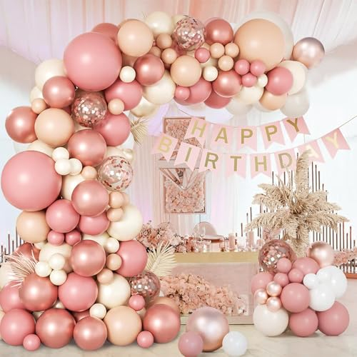 Kit Arco Palloncini Rosa Gold, 105 Pezzi Palloncini Compleanno Con Palloncini Rosa Bianchi Palloncini Metallizzati, Ghirlanda Palloncini Oro Rosa Per Baby Shower, Decorazioni Compleanno, Matrimonio