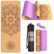 Haninj Cork Yoga Mat Non Slip Unique Design Natural Cork Tpe Material Fitness Exercise Mat with Carry Bag and Strap For Home, Pilates,Aerobic,Gym & Workout 72 X 24 (Purple-Mandala)