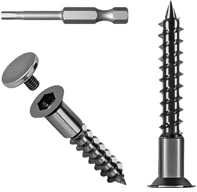 ORTAVA Schrauben mit Abdeckkappe, 50 Stück M5x30 Innensechskant Schrauben mit Schraubenabdeckung und Schraubendreher Bit, Abdeckkappen für Schrauben Aus Kohlenstoffstahl