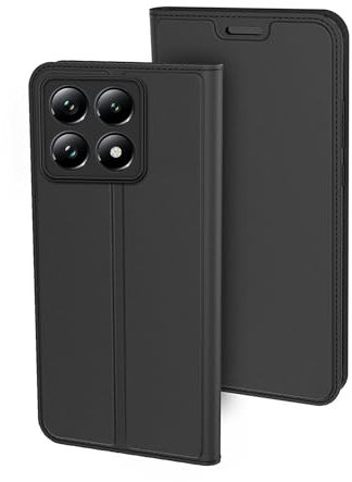FDHYFGDY Cover per Xiaomi 14T Pro, Custodia a Portafoglio in Pelle PU Premium [Magnete] [Funzione Stand] [Slot per Scheda] Cover Protettiva Flip - Nero