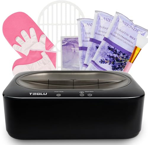 Teglu 2025 Bagno di Paraffina per Mani e Piedi 4L, Kit Scalda Paraffina Professionale con 3x 450g Paraffina per la Spa a Casa, Macchina Nera