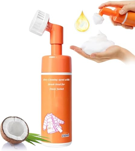 Chemisches Reinigungsmittel mit Bürstenkopf für Daunenjacken, Daunenjackenreiniger, Daunenjacken-Waschmittel, ein Wisch zum Reinigen, freies Spray, Mehrzweck-Fleckenreiniger (1)