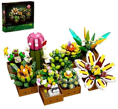 DzirePada Succulent Flower Building Blocks Set, Botanical Collection Nine Plants Bonsai Succulent Toys, Home Office Decor Gifts for Girls Boys Kids Adults(913PCS)