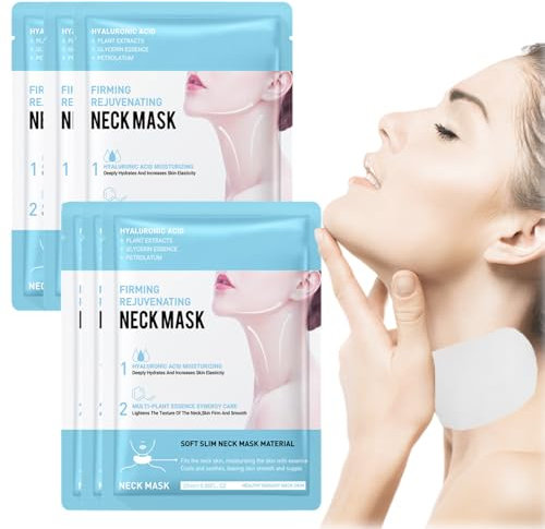 6 Stück Halsmasken Zur Hautpflege, Anti-Falten Halsmaske, Feuchtigkeitsmaske Hals, Hals Straffung Maske, Spendet Feuchtigkeit und Strafft den Hals, beseitigt Doppelkinn