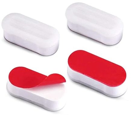 Universal Toilet Seat Buffers (4 Pack) - White Toilet Seat Stabilisers with Strong Adhesive | Family & Hotel Toilet Fittings for Noise Reduction & Secure Fit