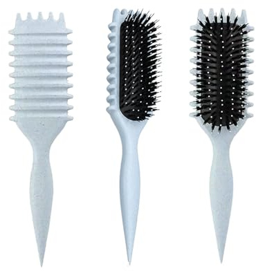 Lockenbürste, Curly Hair Brush, Curl Brush, locken bürste, Wildschweinborsten, Haarbürste zum Kämmen und Formen, reduziert Ziehen und Locken Trennung für definierte Locken（Blau）