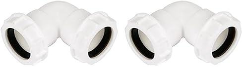 Merriway BH02915 Waste Compression 90 Degree Bend, 40mm, White (Pack of 2)