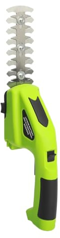 Reheyre Cordless Electric Hedge Trimmer, 2 Blades Electric Hedge Trimmer Powerful Motor Rechargeable On/off Switch 2 in 1 Handheld Cordless Hedge Cutter Grass Shear Green