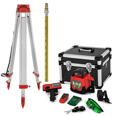 360° Rotary Laser Level Kit with 500m Range, Self-Leveling for Precise Outdoor Construction and Industrial Measurements