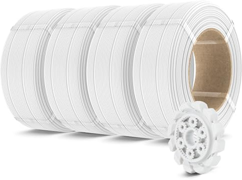 SUNLU 500g PLA+2.0 3D Drucker Filament Refill, Hochzähes PLA+ Filament Bundle, Spulenlose 3D Filament 1,75mm for Reusable Spulen, Compatible with Bambu Lab 3D-Druckern, 0,5 kg/Rolle, 4 x Weiß