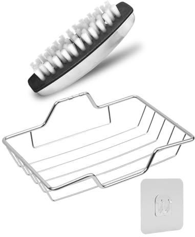 UCEC Nagelbürste Edelstahl Set – mit Halterung, hart, für Bad & Küche | Handbürste für Nägel, Handwaschbürste, Reinigung & Geruchsbeseitigung, Fingernagelbürste, langlebig, mit Edelstahl-Halterung