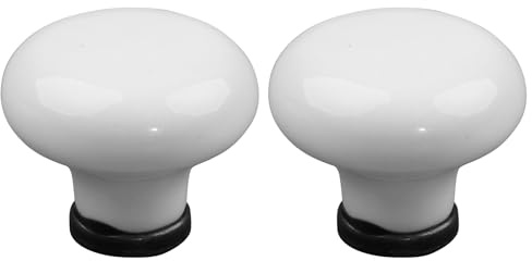 cyclingcolors 2x Schubladenknopf Porzellan Keramik 36 mm – Möbelknopf im Vintage Antik Stil – Türgriff, Kommodengriff, Schrankknopf – Zinn-Nickel-Finish – inkl. Schrauben