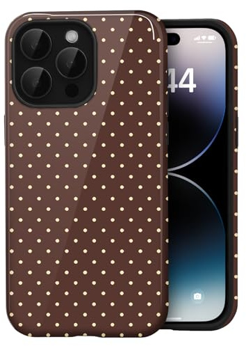 Amzfield Case for iPhone 12 Pro Max, Small Polka Dot Dual Layer Cute, Brown | Small Polka Dot Dotted Dual Layer Shockproof Retro Cute Girly for Girl Women Drop Protection Precise Cutouts Impact Resistant