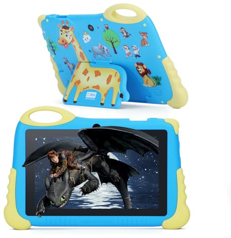 C idea 7-inch Tablet for Toddler, Android 13 Kids Tablet, 4GB RAM+32GB ROM, 1024x600 HD Screen, Parental Controls, Pre-installed iWawa, Portable Tablets with Silicone protective case (Blue)