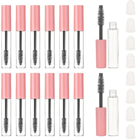 16pcs 10ml Empty Mascara Tube And Eyelash Wand, Empty Mascara Bottles With Brush Mascara Tubes Empty For Eyelash Cream For Home And Travel (Pink)