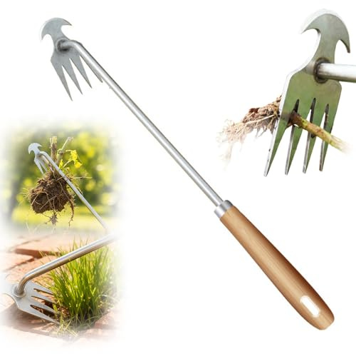 Unkraut Entferner Gerät, 2026 Neu Unkraut Entwurzelungs Werkzeug Gartenarbeit Hand Unkrautstecher, Mühelos Gartenwerkzeug, Hand Unkrautstecher für Graben Umpflanzen Jäten (Silber -1 Stück, 20 Zoll)