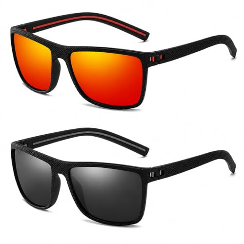 GHKJOK Unisex Polarised Sunglasses with UV400 Protection and Lightweight Rectangular Frames - Featuring Dark Grey Lenses for Cycling, Driving, Golf, Fishing, Hiking and Everyday Outdoor Wear