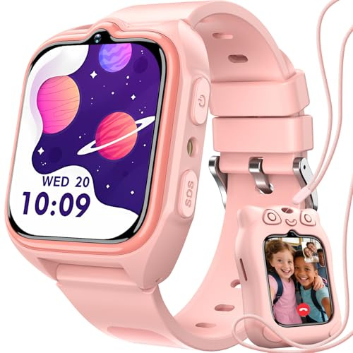 Blackview Montre Connectée Enfant, Écran Tactile Couleur1,75,GPS, Appel d’Urgence SOS, Appel vidéo 4G HD, Discussion vocale, SMS,réveil,Torche LED,Podomètre, pour garçons et Filles.