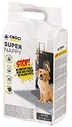 Croci Super Nappy Carboni attivi - Tappetini igienici per cani 57x84 cm - 14 pz, Traverse cani e animali domestici usa e getta, antimacchia, antiodore