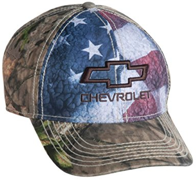 Chevrolet Bowtie USA Amerikanische Flagge Mossy Oak Camo Hut / Cap, camouflage, Einheitsgröße