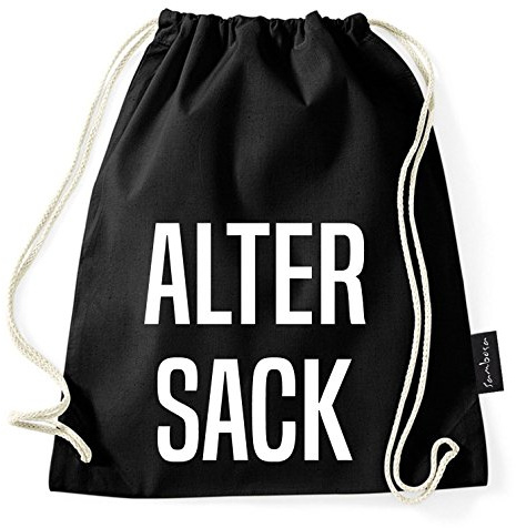 Über 50 Sprüche & Designs auswählbar/Sambosa Turnbeutel mit Spruch/Beutel: Schwarz/Rucksack/Jutebeutel/Sportbeutel/Hipster/Collegebag/Sportbeutel, Bag:Alter Sack