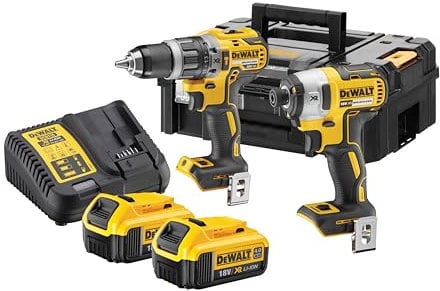 DEWALT TSTAK™ Twin Kit 1 x 18V DCD796 XR Brushless Combi Drill 1 x 18V DCF887 XR Brushless Impact Driver 1 x 10.8-18V DCB115 XR Charger, 2 x 18V 4.0Ah Li-ion Batteries and 1 x TSTAK™ Case