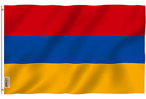Anley Fliegenbrise 3x5 Fuß Armenien Flagge - Lebendige Farbe und UV-beständig - Leinwand Kopf- und Doppelnaht - Republik Armenien Flaggen Polyester mit Messingösen 3 x 5 Ft
