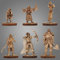 D&D Fantasy Miniatur-Starter-Set, 2,5 D, Holz, lasergeschnitten, 28 mm, 6 Stück, ideal für Dungeons und Dragons, Pathfinder und andere Tisch-Rollwagen