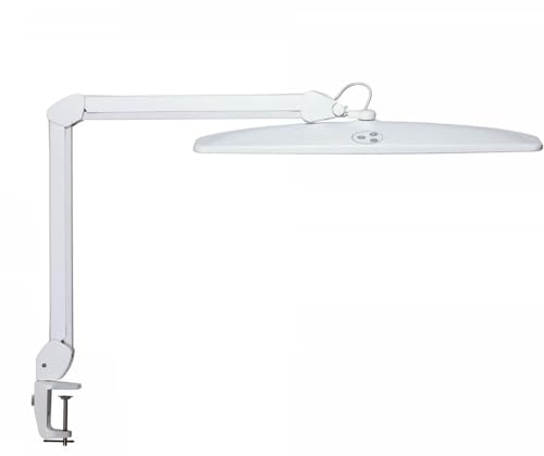 MAUL LED Arbeitsleuchte MAULexplore | Dimmbare Schreibtischlampe | Arbeitslampe mit integrierten LEDs | LED Klemmlampe mit 6500 K | Tageslichtlampe für Büro, Modellbau, Werkstatt | Weiß