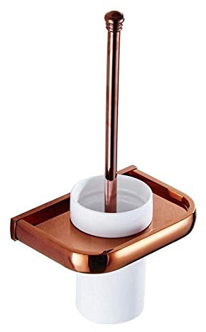Alberta WC Brosse Brosses De Toilette Porte Brosse de Toilette Cuivre Laiton Antique/Brosse/Blanc/Noir Accessoires de Salle de Bain Monté au Mur-Rose d'or