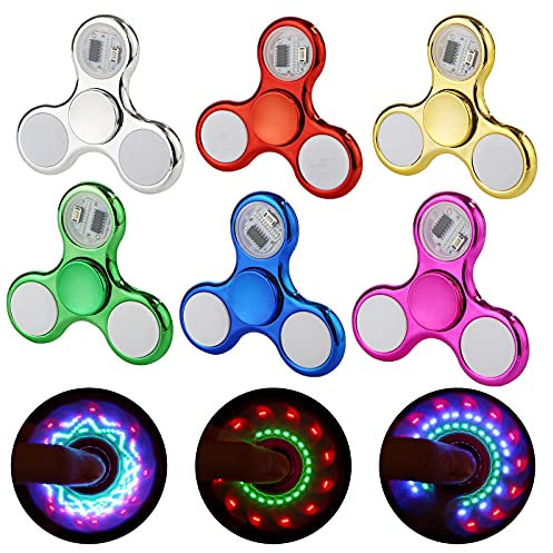 SCIONE Lot de 6 toupies sensorielles lumineuses à DEL pour enfants et adultes, fournitures de fête phosphorescentes – Jouet anti-anxiété pour soulager le stress, les fêtes de Pâques, cadeaux