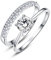 BONLAVIE 2pcs Damen 925 Sterling Silber Rundschliff Weiß Klar Zirkonia CZ Trauringe Set Stapelbar Dünnband Größe 54 (17.2).