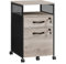 VASAGLE Rollcontainer, Aktenschrank mit 2 Schubladen, mobiler Büroschrank mit Rädern, offenes Fach, Hängeregistratur, Stahlgestell, Industrie-Design, greige meliert-tintenschwarz OFC077B02