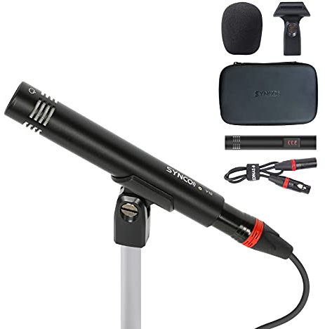 Small Diaphragm Microphone, SYNCO Mic-V10 Condenser Hyper Cardioid Studio Mic with Inbuilt Amplifier for Acoustic Instrument & Group Vocal Recording, Small-Diaphragm-Condenser-Microphone-Instrument