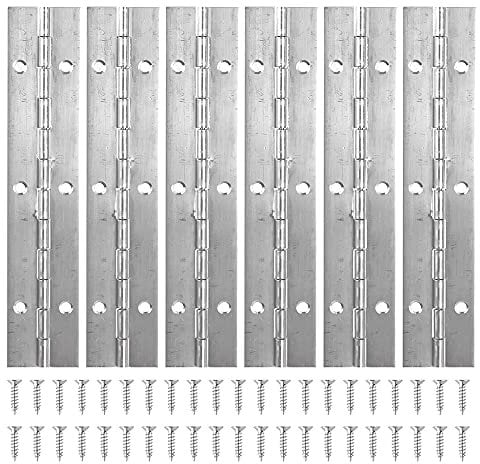 6PCS Piano Hinges for Cabinet Hinges Heavy Duty 6Inch Continuous Hinges Sliver Stainless Steel 304 Long Hinges Door Hinges (6pack 6 inch(Sliver))