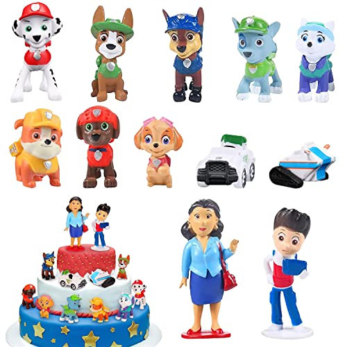 Kuchendekoration, 12 Stück, Mini-Figuren, Kuchen-Topper, Figur Paw Patrol, Kuchen, Topper-Figur, Party, Kuchendekoration, Geburtstagsfigur (Hund)