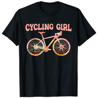 Racing Bike Girl Cyclist Bicycle Road Cyclist Cycling T-Shirt, Men, Black, Small