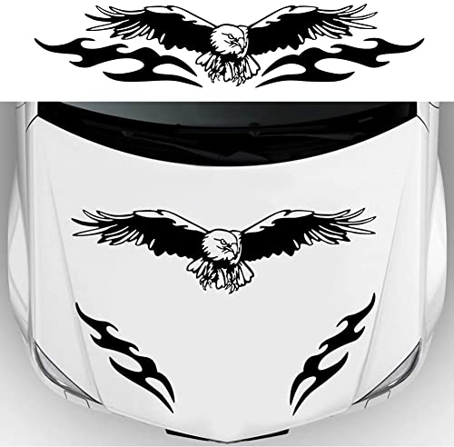 JoyFan 1 Stück Adler Aufkleber Auto Grafiken Vinyl Aufkleber für Auto/LKW/SUV/Jeep, Universal Motorhaube Karosserie Seitenaufkleber Aufkleber Zubehör (Schwarz)
