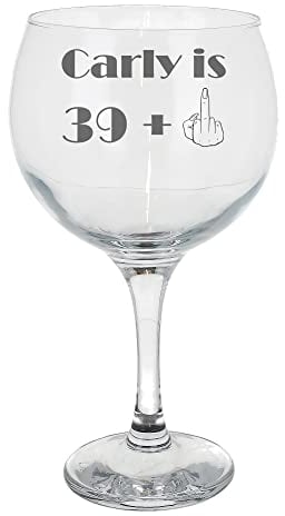 Always Looking Good Personalised Engraved 40th Middle Finger Gin Glass Fortieth Birthday Gift with Personalised with Any Name - Rude Funny Novelty Gin Glass Gift for Men and Women (Empty Glass)