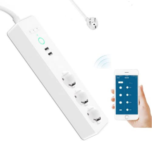 WiFi Multiprise Connectée,Prise Intelligente 3 Prises et 2 USB,contrôle de la voix,Compatible avec Alexa et Google Home, Contrôle par App,Mesurer la Consommation électrique,Fonction de Minuterie,1.5M